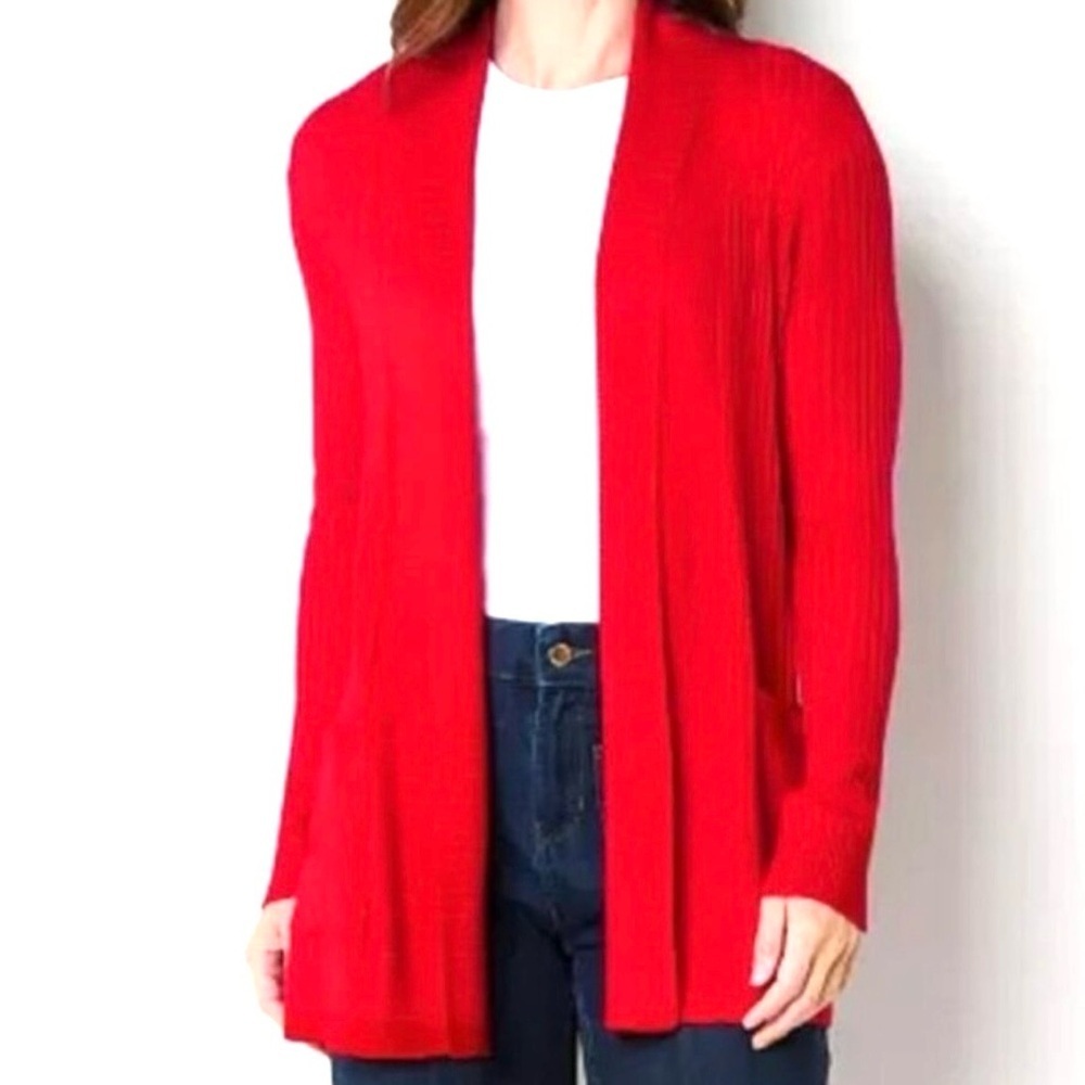 80‎ Park Women's Red Open Cardigan Sweater